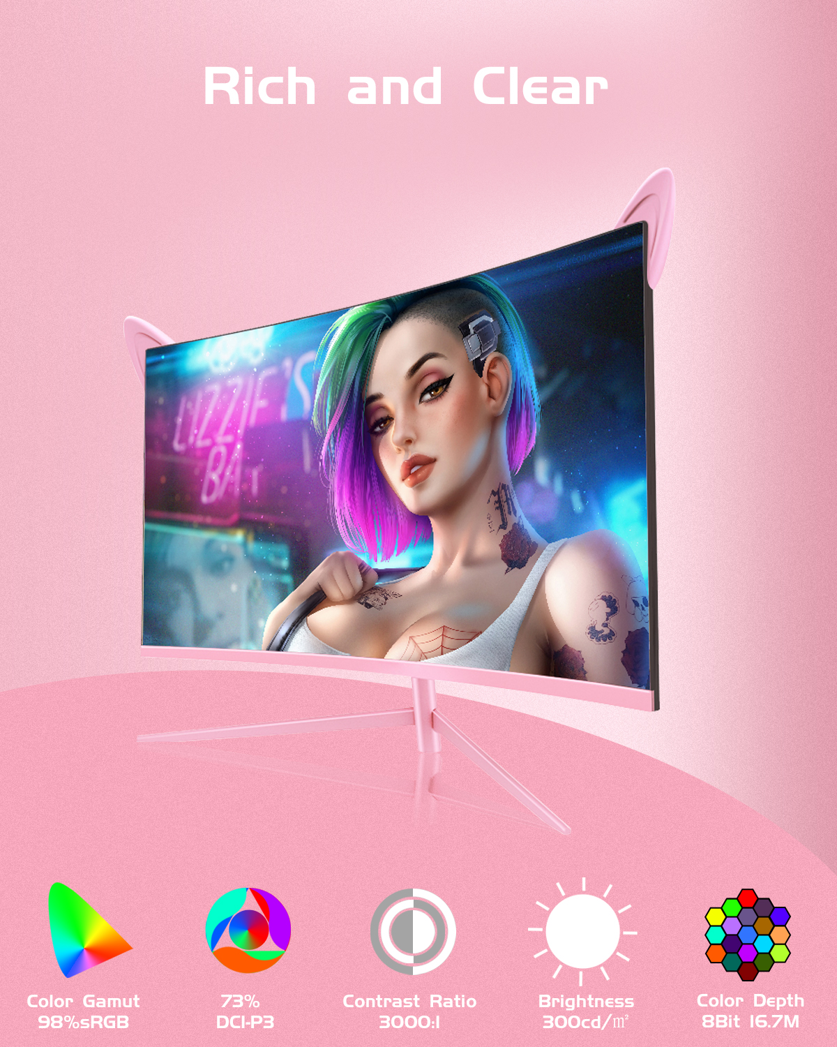 27inch Curved Pink Monitor QHD - Pc Gaming Y Monitor 리뷰 및 가격